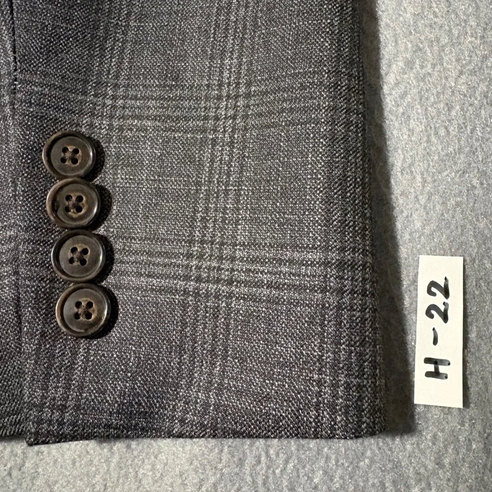 Chaps Suit Jacket Mens 50R Grey Glen Check Two Button Blazer Modern NEW